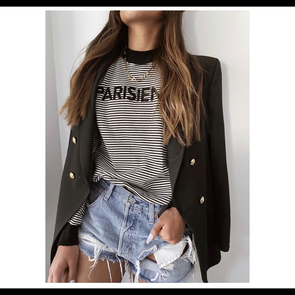 Striped Black & White Crewneck Sweatshirt - Women